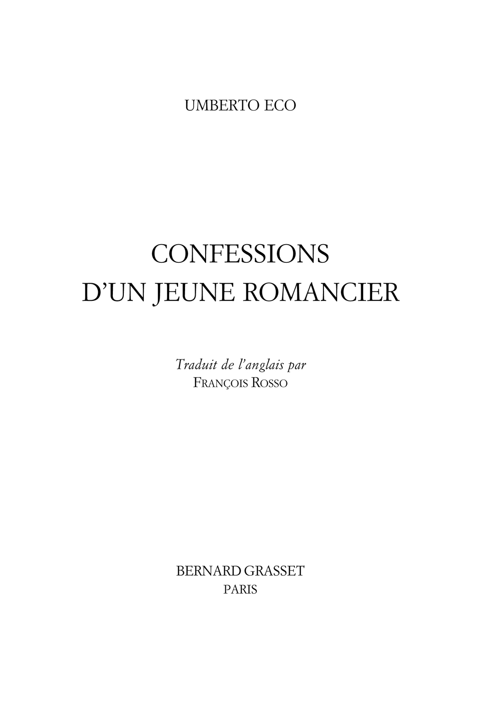 : CONFESSIONS D’UN JEUNE ROMANCIER