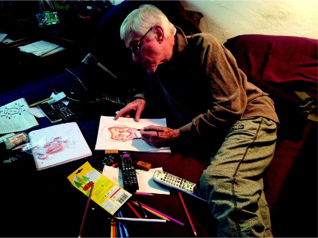 I doodle while on the sets of all my projects. Sometimes I even draw in bed—my “doodling studio!” Photograph by Arlene Silver Van Dyke