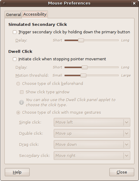 The Mouse Accessibility settings