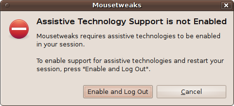 This dialog may appear when enabling Mouse Accessibility options