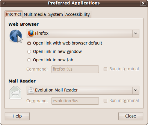 The Preferred Applications window