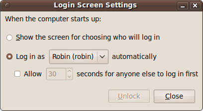 The Login Screen Settings window