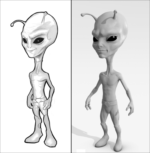 Alien Character – Base Mesh Creation and Sculpting