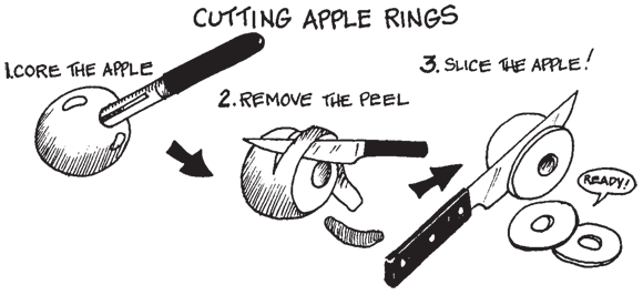 Schematic illustration of cutting apple rings.