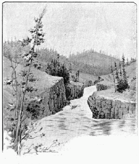 MILES CANYON (RAPIDES DU WHITE HOUSE). DESSIN DE TAYLOR, D'APRÈS UNE PHOTOGRAPHIE DE M. GOLDSCHMIDT.