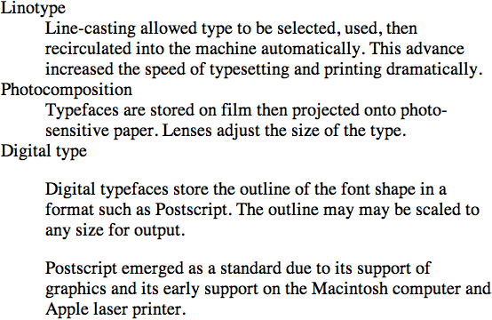 The default rendering of a definition list. Definitions are set off from the terms by an indent.