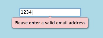 Opera displays a warning when input does not match the expected email format as part of its client-side validation support.