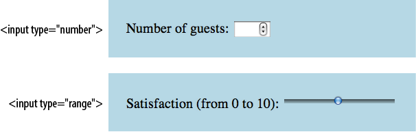 The number and range HTML5 input types (in Opera 11 on Mac OS X).