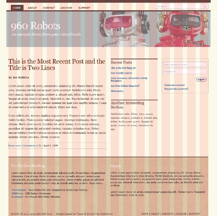 An example of a web page design using a 16-column grid system.