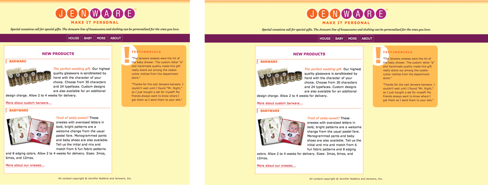 The Jenware site on wide screens.