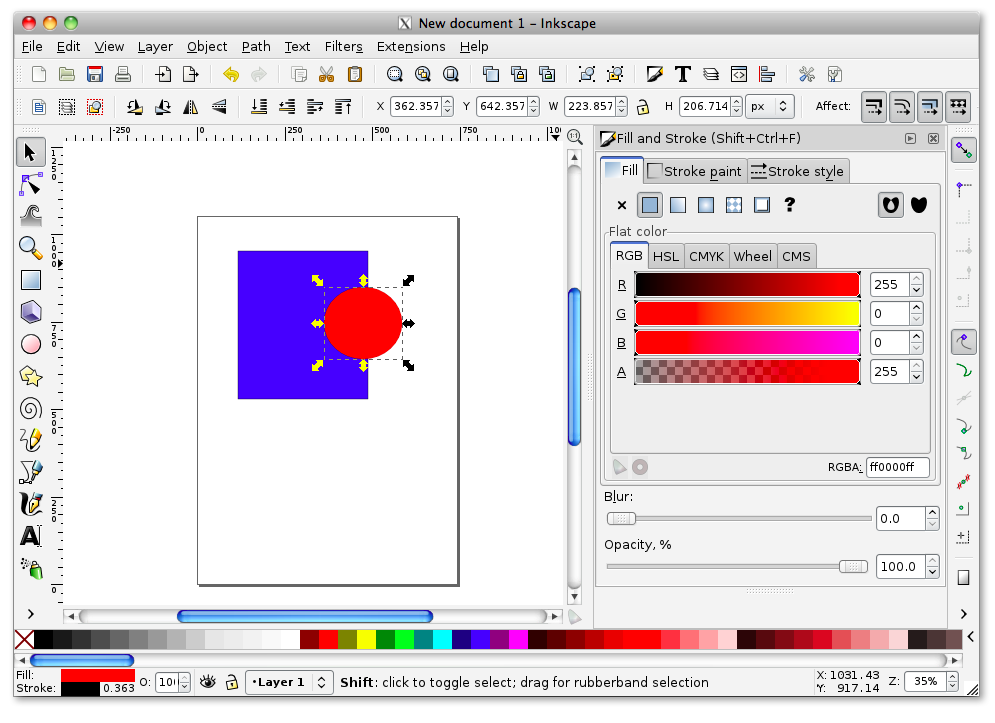 Inkscape, an open source SVG editor.