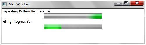 Repeating and progressively filling ProgressBar controls in action.