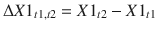 $$ \Delta X1_{t1,t2} = X1_{t2} - X1_{t1} $$