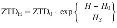 $${\text{ZTD}}_{\text{H}} = {\text{ZTD}}_{0} \cdot \,\exp \left\{ { - \frac{{H - H_{0} }}{{H_{S} }}} \right\}$$