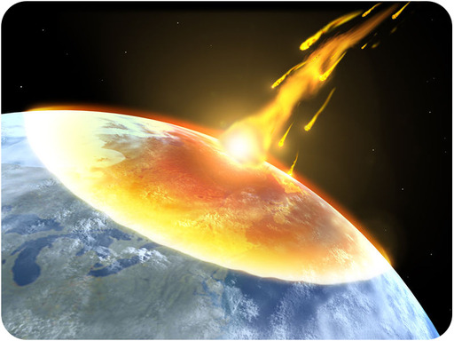 Conceptual image of meteor colliding with Earth