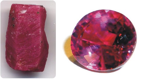 Ruby is cut and polished to make the gemstone sparkle