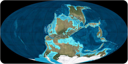 Map showing the continents during the Carboniferous period