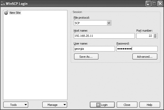 Connecting with WinSCP