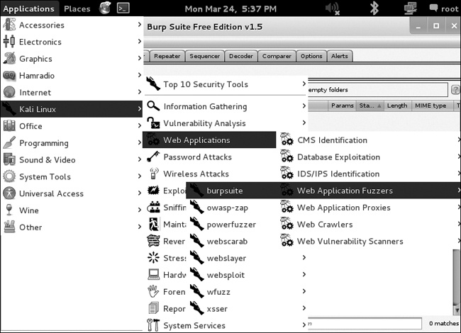 Starting Burp Suite in Kali