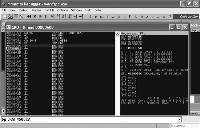 The short jump gets us past the SEH overwrite.