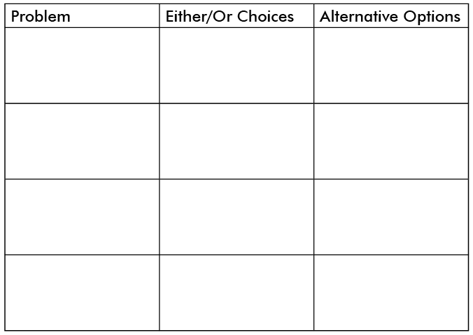 Problem, Either-Or Choices, Alternative Options