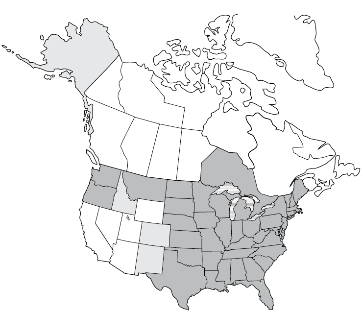 A map of reported cases of ehrlichiosis in the United States and Canada