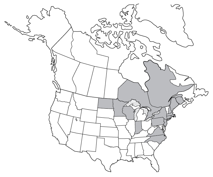 A map of reported cases of Powassan virus in the United States and Canada