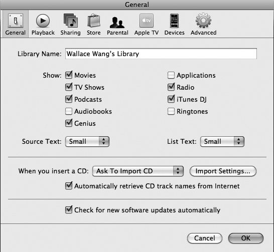 The General icon displays the Import Settings button.