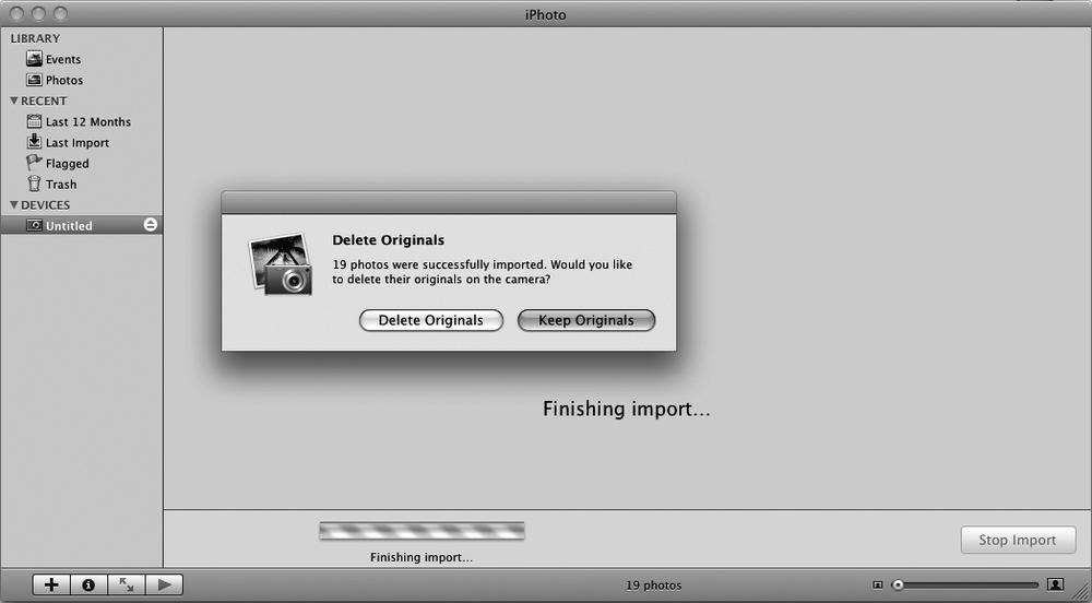 After importing pictures from a digital camera, iPhoto can delete the original pictures from your digital camera.