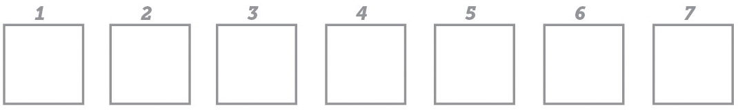 A row of boxes numbered 1 through 7.