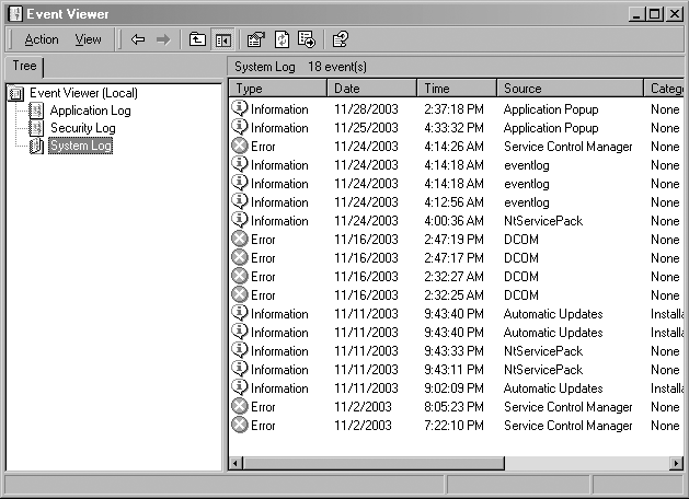 The Windows Event Viewer