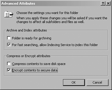 The Temp folder’s Advanced Attributes dialog