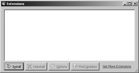 The Thunderbird Extensions window