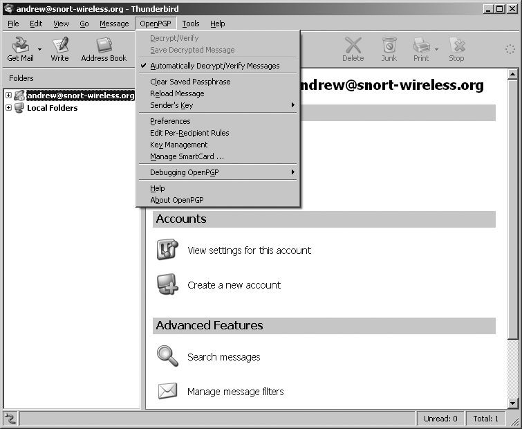 Enigmail’s OpenPGP menu