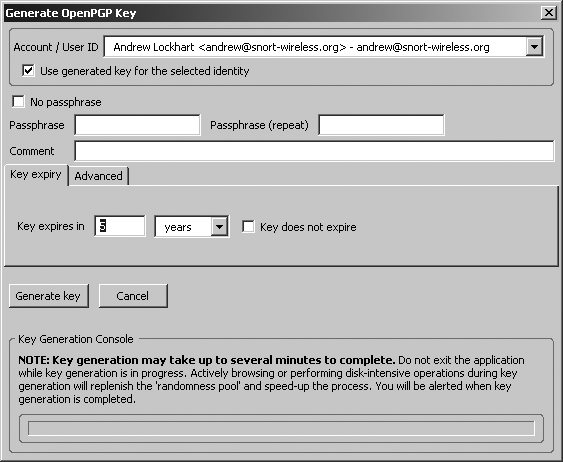 Generating a new key pair