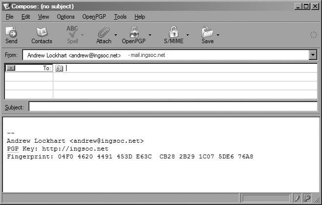 Composing an encrypted message in Thunderbird