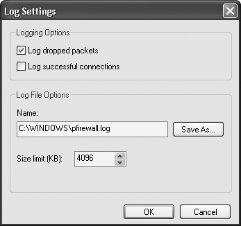 Creating a Windows Firewall log