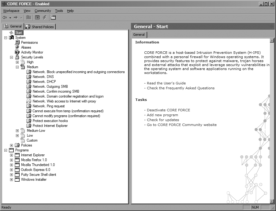 Viewing policies for the Medium security level