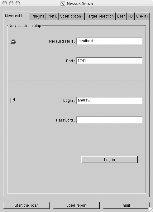 Nessus 2.x client setup