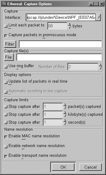 Using a remote capture source with Ethereal