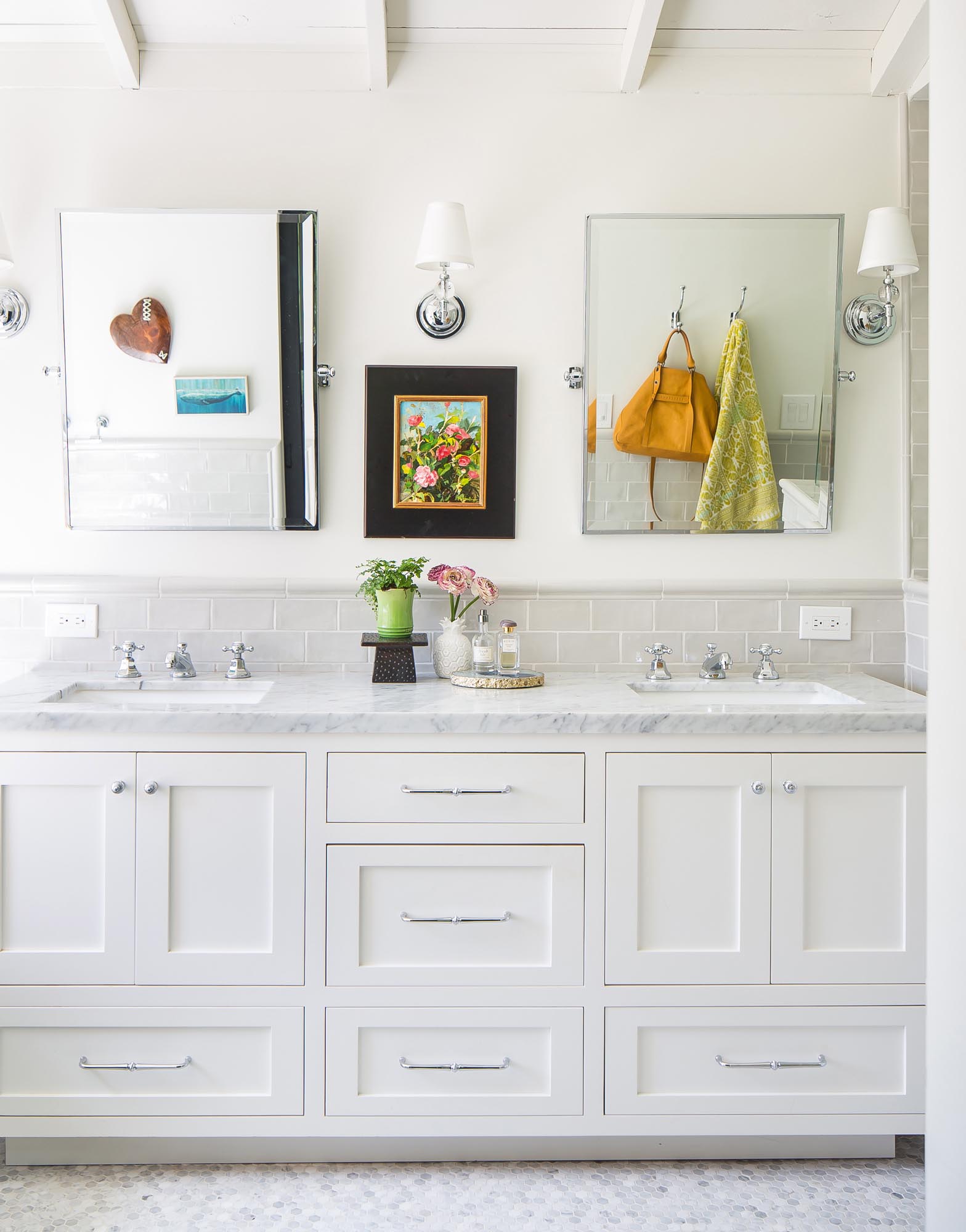 The Jack-and-Jill vanity features beautifully crafted cabinetry.