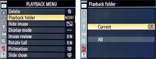 Playback folder menu screens