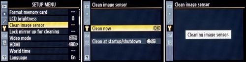 Cleaning the image sensor