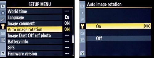 Auto image rotation setup