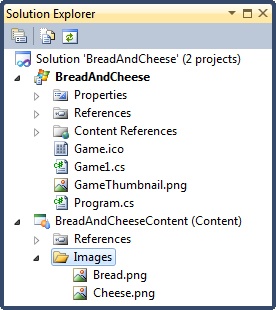 An Images folder with Bread and Cheese images in it