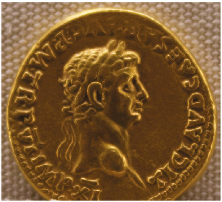 Figure 1.1. Roman gold aureus showing the portrait of Claudius (National Roman Museum, Palazzo Massimo, Rome)