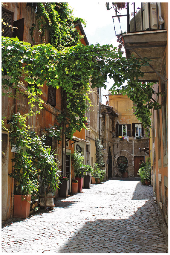 Figure 3.7. A typical street in modern Trastevere, the “Trans-Tiber” of ancient Rome