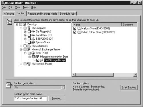 Storage group selection for backup