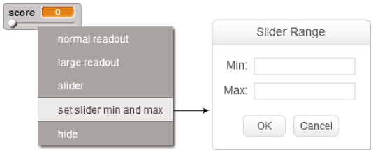 Setting the minimum and maximum values for a monitor in slider mode