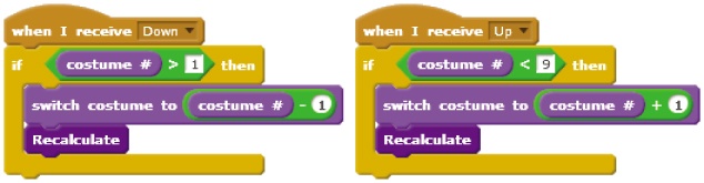 Scripts triggered by the Up and Down messages